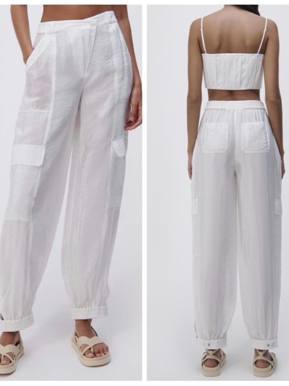 Jonathan Simkhai Cream Cargo Jogger Pants XS